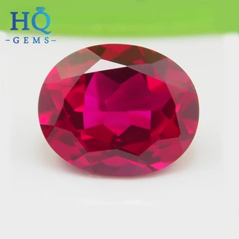 Wuzhou HQ GEMS 6A Quality Synthetic Corundum Oval Shaped Ruby Artificial Ruby Gemstone