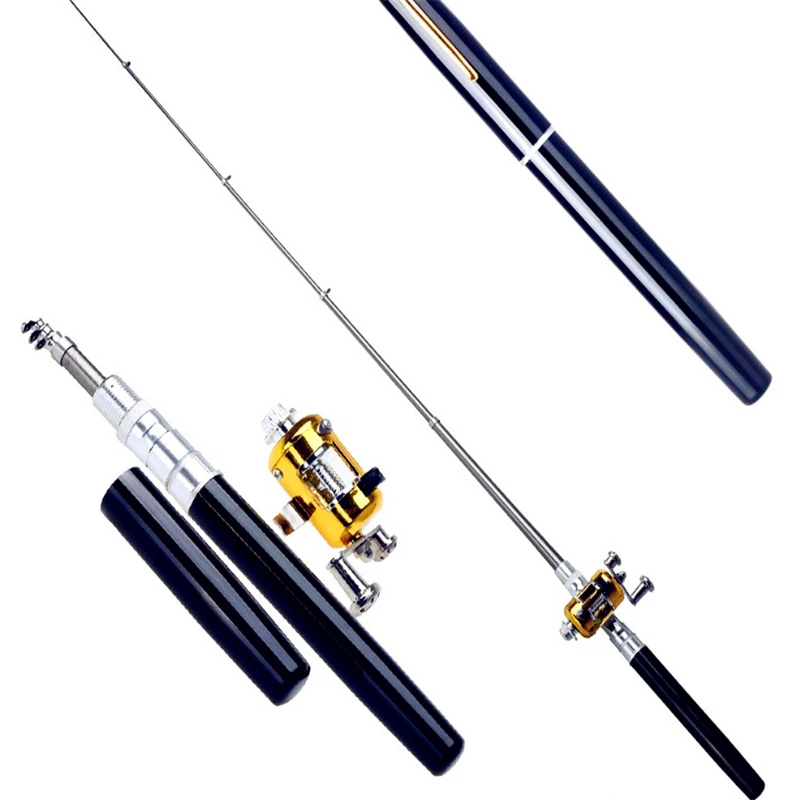 Unionpromo Aluminum Portable Pocket Fishing Pen Rod Telescoping Fishing Rod  1m 1.6m