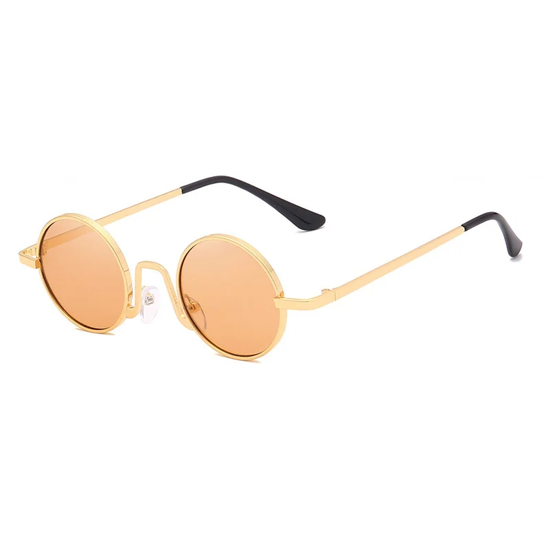 Vintage Style Small Oval Sunglasses - John Lennon Retro Hippie Shades - UV400, Gold/Black