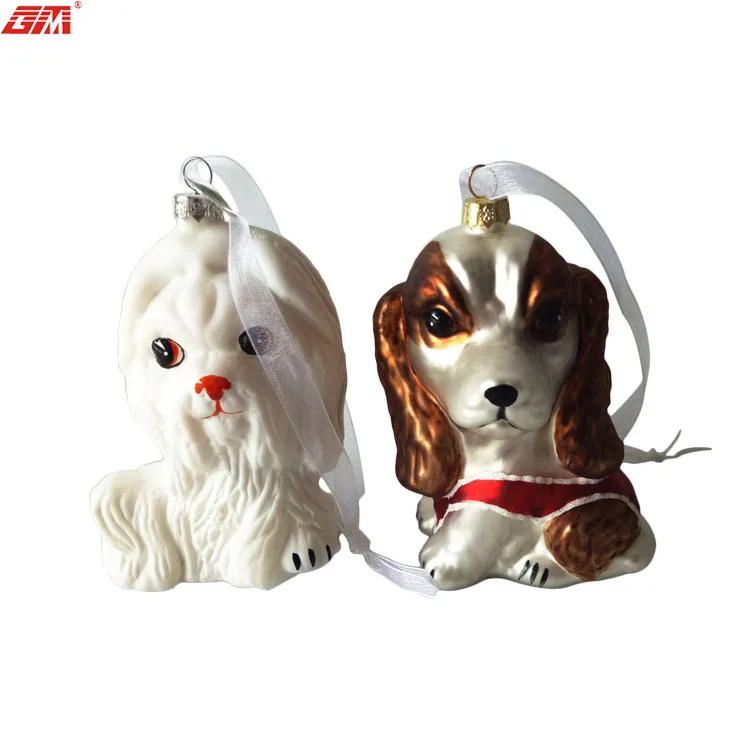 Hot Sale Glass Dog Shaped Christmas Tree Decoration Hanging Pendant manufacture