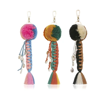 Bohemian Thread Tassel Keychain Bag Pendant Accessories Handmade Fish Shape Braided Keychain