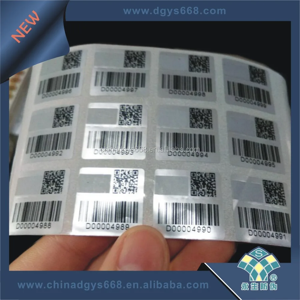 Scratch Off Qr Code / Barcode Covering Random Code Hologram Label/seal