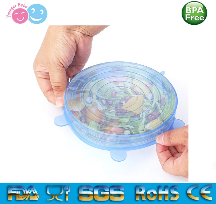 Силиконовые растягивающиеся крышки, многоразовые пищевые герметичные крышки для контейнеров, чашек, тарелок и кастрюль