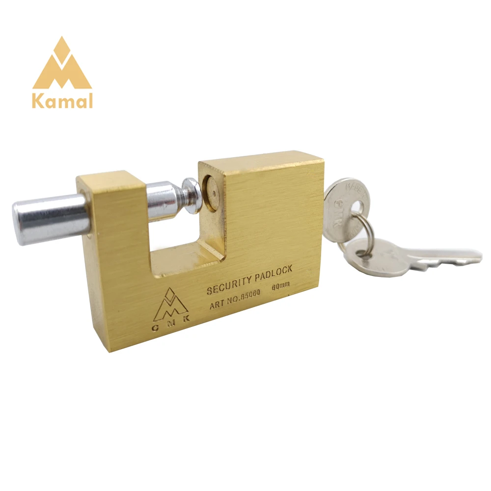 65MM Hardened Brass Rectangular Padlock Pad Locks Solid Heavy Duty Door Lock for Industry Warehouse Gates Storage Sheds Trailer
