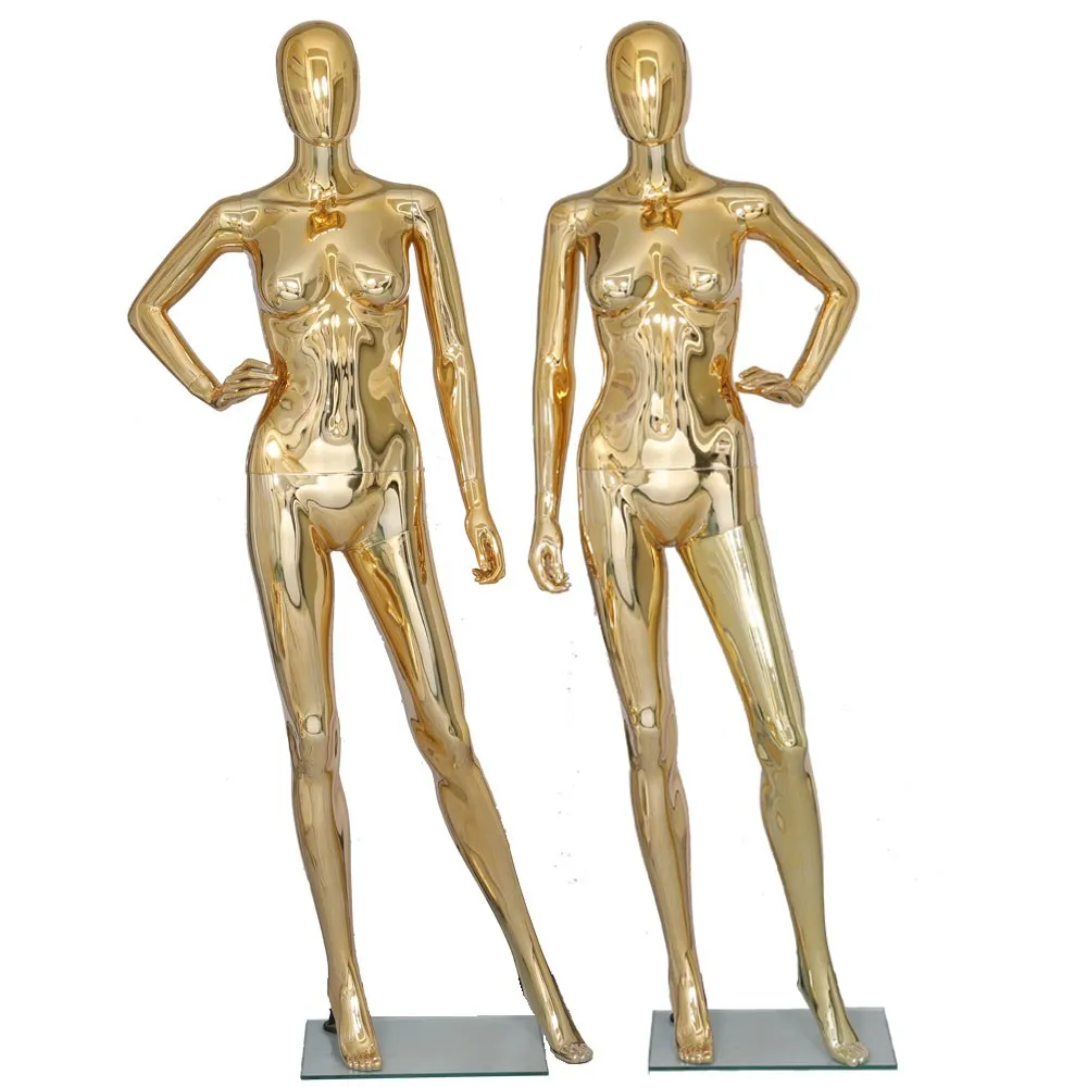 Chrome Female Gold Mannequin Dunmmy Electroplating Full Body Mannequin