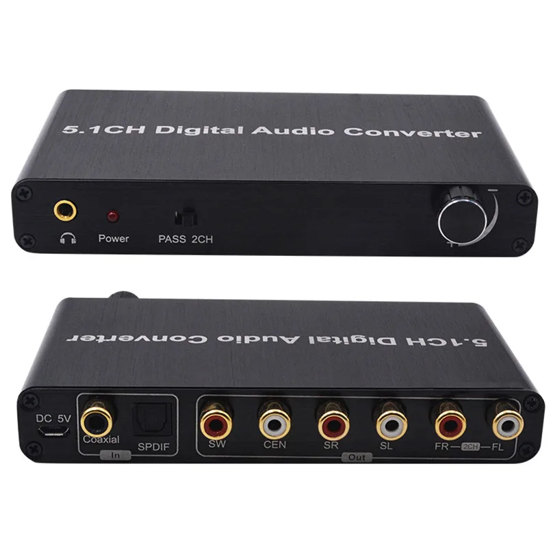 Цифровой аудиопреобразователь 192 кГц DAC 5.1CH коаксиальный/Toslink до 2.0CH аналоговый 3 5 мм выход с регулировкой