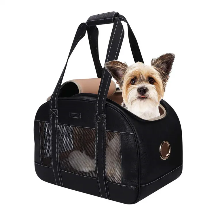 Sac de transport de luxe pour chien en cuir PU chat sac à main de