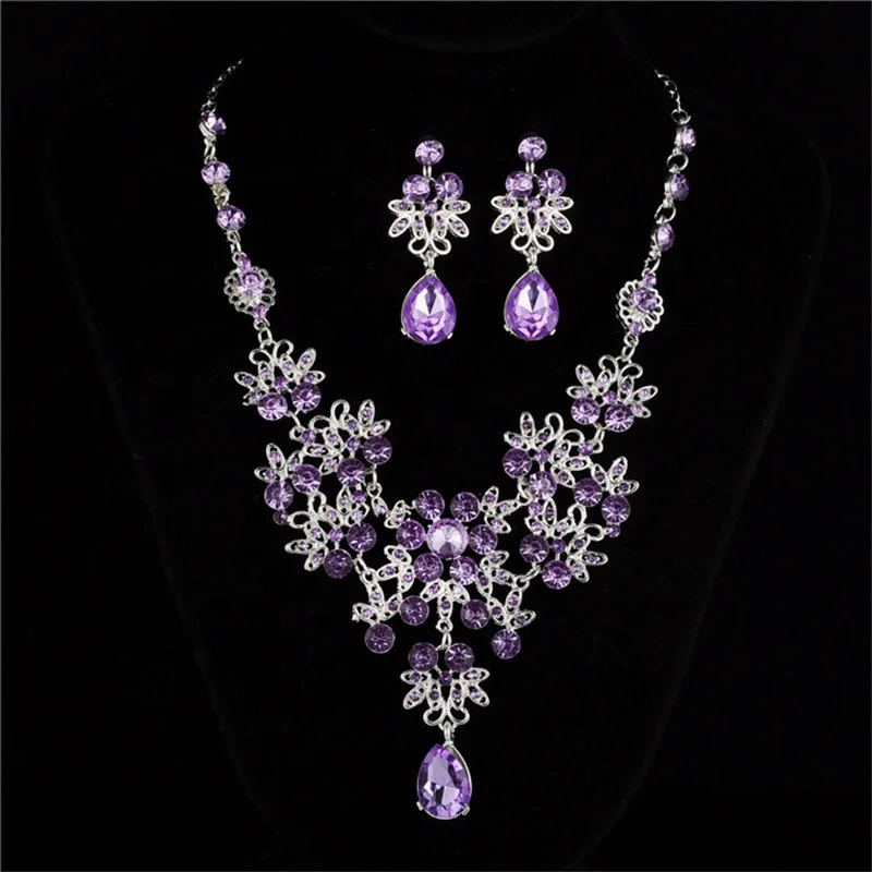 Korean Beautiful Ruby Diamond Newest Bridal Jewelry Set Red