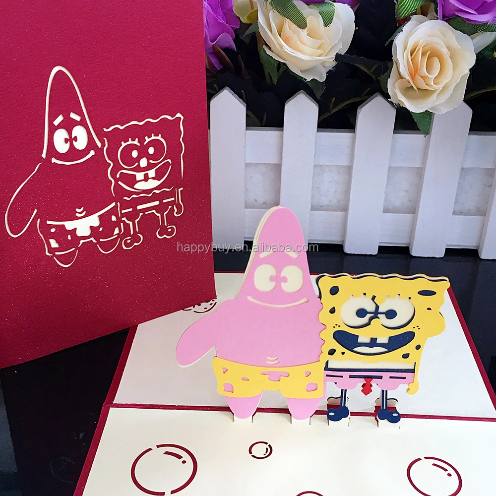 新デザインspongebob子供3d手作りポップアップグリーティングカード Buy 手作りの紙グリーティングカードデザイン 上の3dポップアップ グリーティングカード カスタムポップアップグリーティングカード Product On Alibaba Com