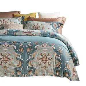 100% Cotton 300TC Factory Price Luxury Bedding Set Indian Style Printed Duvet Cover Set