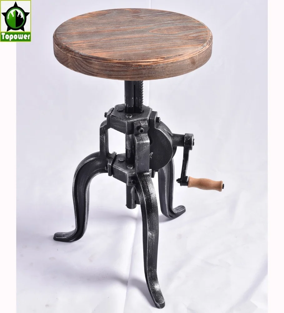 Промышленные Античная Металл рукоятки стул трехногий барный стул