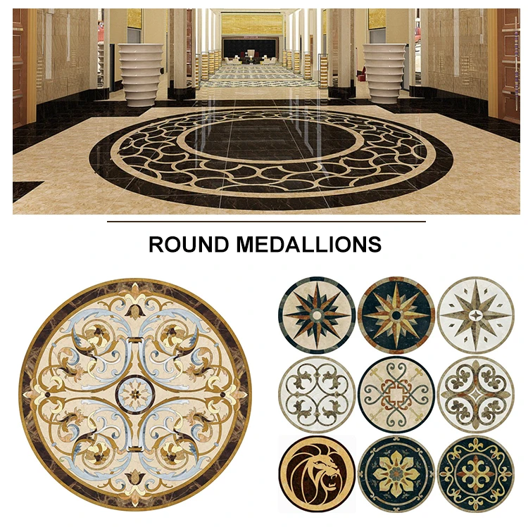 Modern Flooring Waterjet Tile Custom Residential Floor Marble Medallion Tile supplier