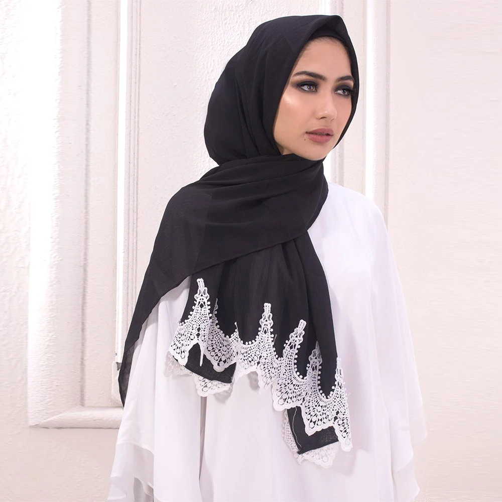 2021 New Arrivals Fashion Hijab Chiffon Scarf Scarves Muslim Lace Arab Scarf High Quality Pearl Chiffon Hijab