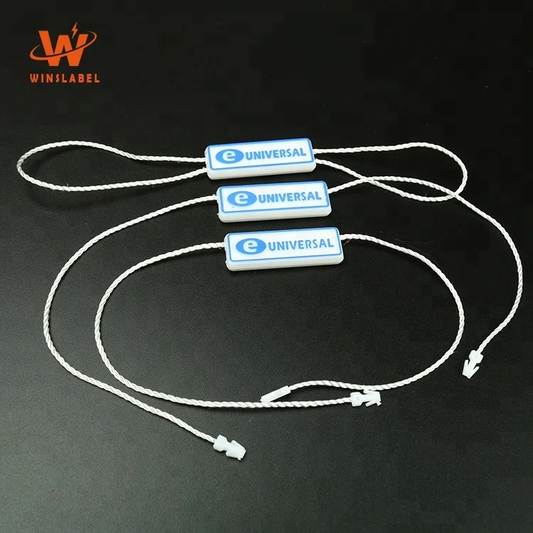 Factory Wholesale Swing Hangtag Loop Cord Lock High Quality Unique Design Garment Plastic Security Seal String Tags for Clothing