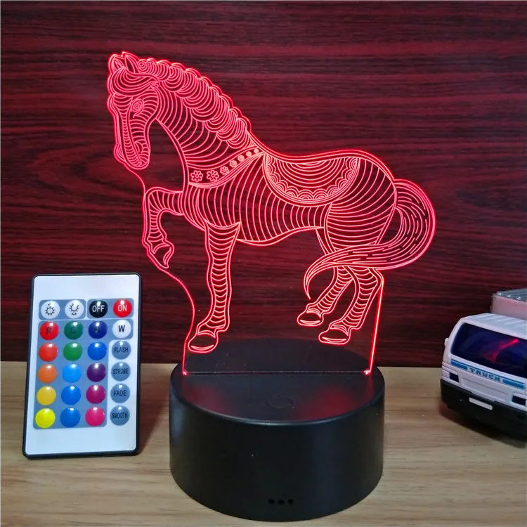 Lampada LED a forma di cavallo 3D, regalo per gli amanti dei