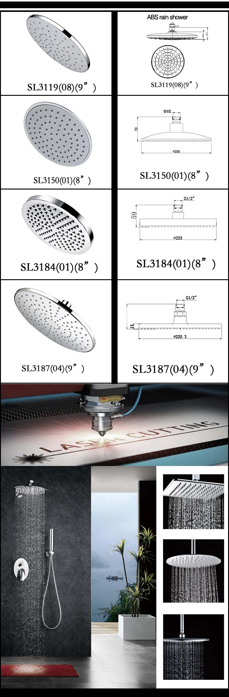 Round ABS Rain Shower supplier