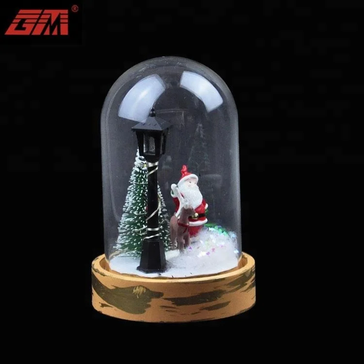 2022 factory direct sale new handmade christmas bell glass decoration with santa claus supplier