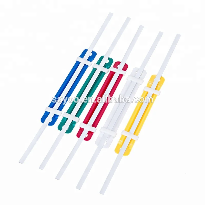 Office Stationery Supplies Colorful PVC Prong Binding Paper Clip Plastic Paper Fastener