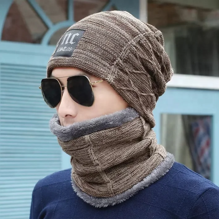 Berretti da uomo invernali lavorati a maglia con cappello e