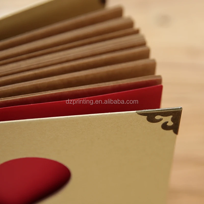 Hollow Out Heart-Shape Design 3 Ring Binder Kraft Cover A4 Scrapbook Photo Album  for Lover