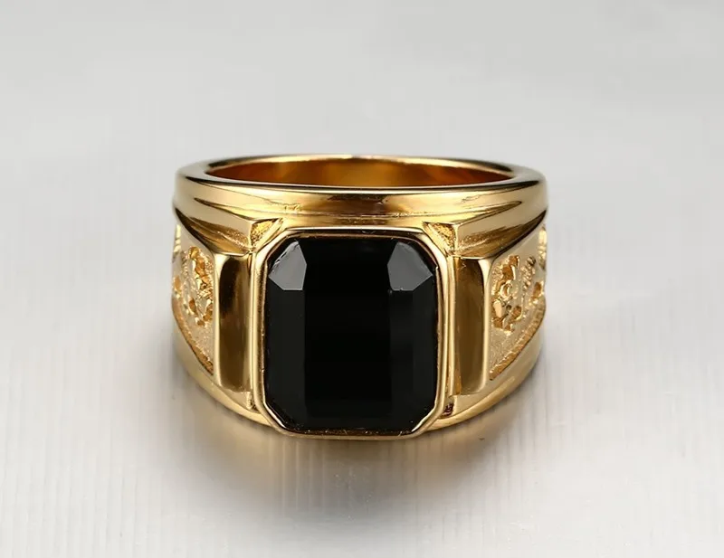 Exaggeration Restoring Ancient Ways Finger Ring Stainless Steel Dragon Shaped Gold Printed Finger Ring