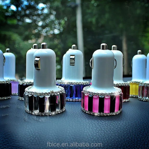 Двойной USB драгоценный камень роскошные автомобильное зарядное устройство для быстрой зарядки