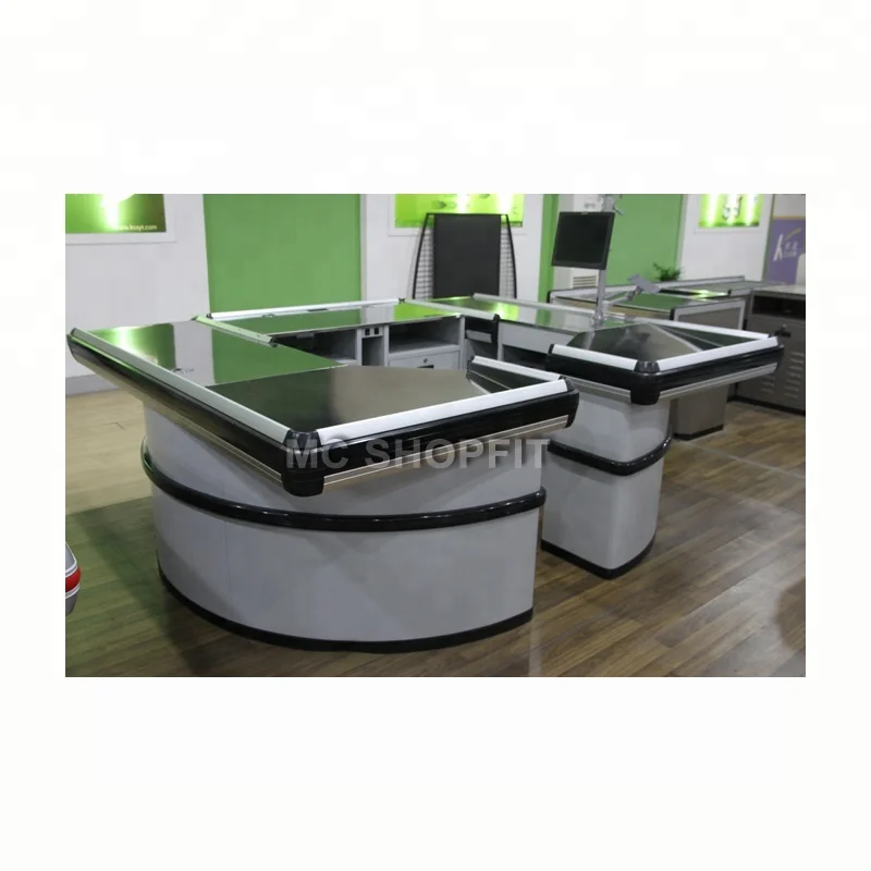半圆形不锈钢超市收银台,结帐台 - buy cashier desk,retail checkout