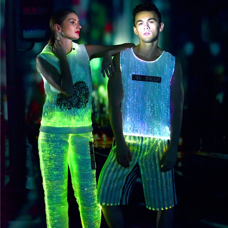 manipuleren Ver weg rotatie Source Glow in Dark Glowing Luminous Festival Rave LED Fiber Optic Clothes  on m.alibaba.com