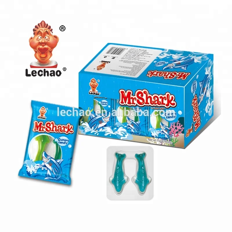 OEM Custom Animal Shape Fruit Gummy Shark Candy Confectionery Sweet Jelly Gummy Candies