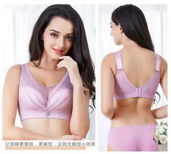 Plus Size Bra For Women Thin Cup Female Underwear Gathered Side Fat Push Up  Without Rims Lingerie Bralette Cde - Bras - AliExpress