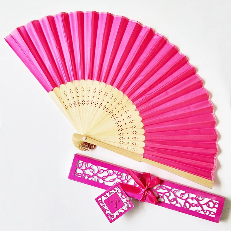 Ywbeyond Personalized Engraved Silk Hand Fan Wedding Fold Fan Vintage Customized Fan for Wedding Gift for Guest