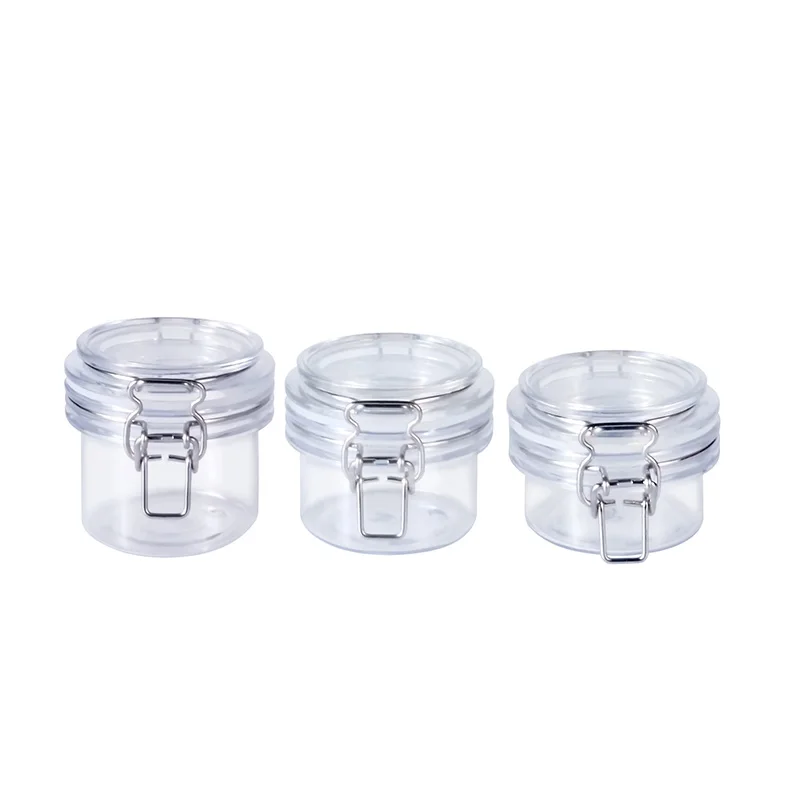 Wholesale  Empty Round 50g 100g 150g 200g 250g 500g 1000g clear PET Plastic Bail Jar Mason Jars for Food Storage