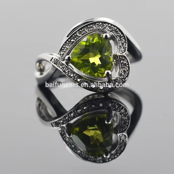2020 new natural diamond peridot green tourmaline gems stone jewelry adjustable sterling silver ring