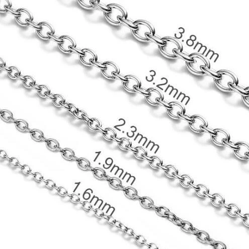 4M 2M Rolo Chain Unfinished Chains DIY Necklaces 3//6.5mm 4 Colours Wholesale