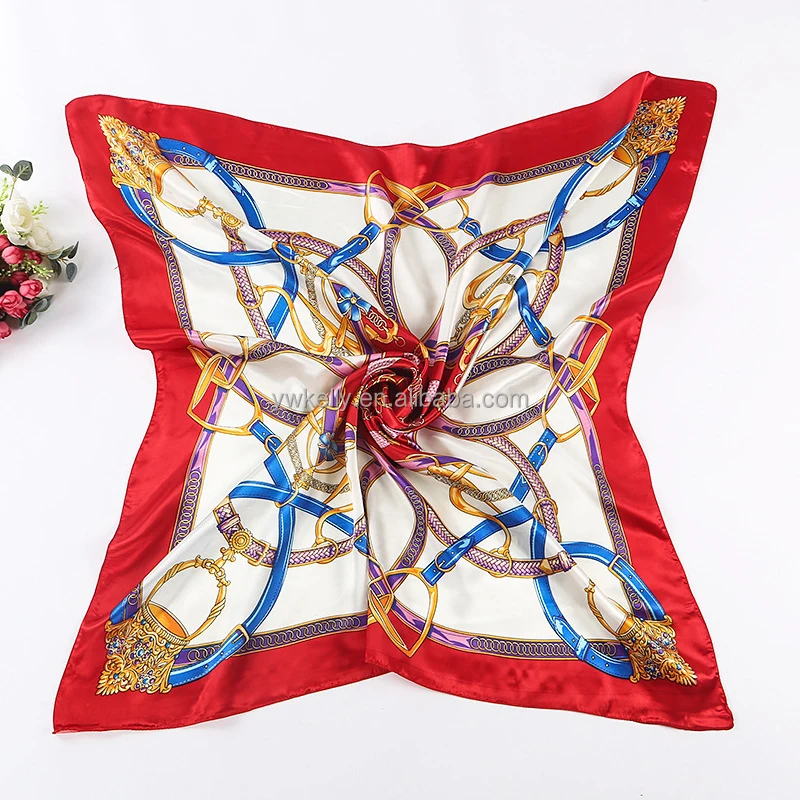 Custom Brand Design Digital Printing Famous Brand Scarf 2021 New Trending Silk Scarf
