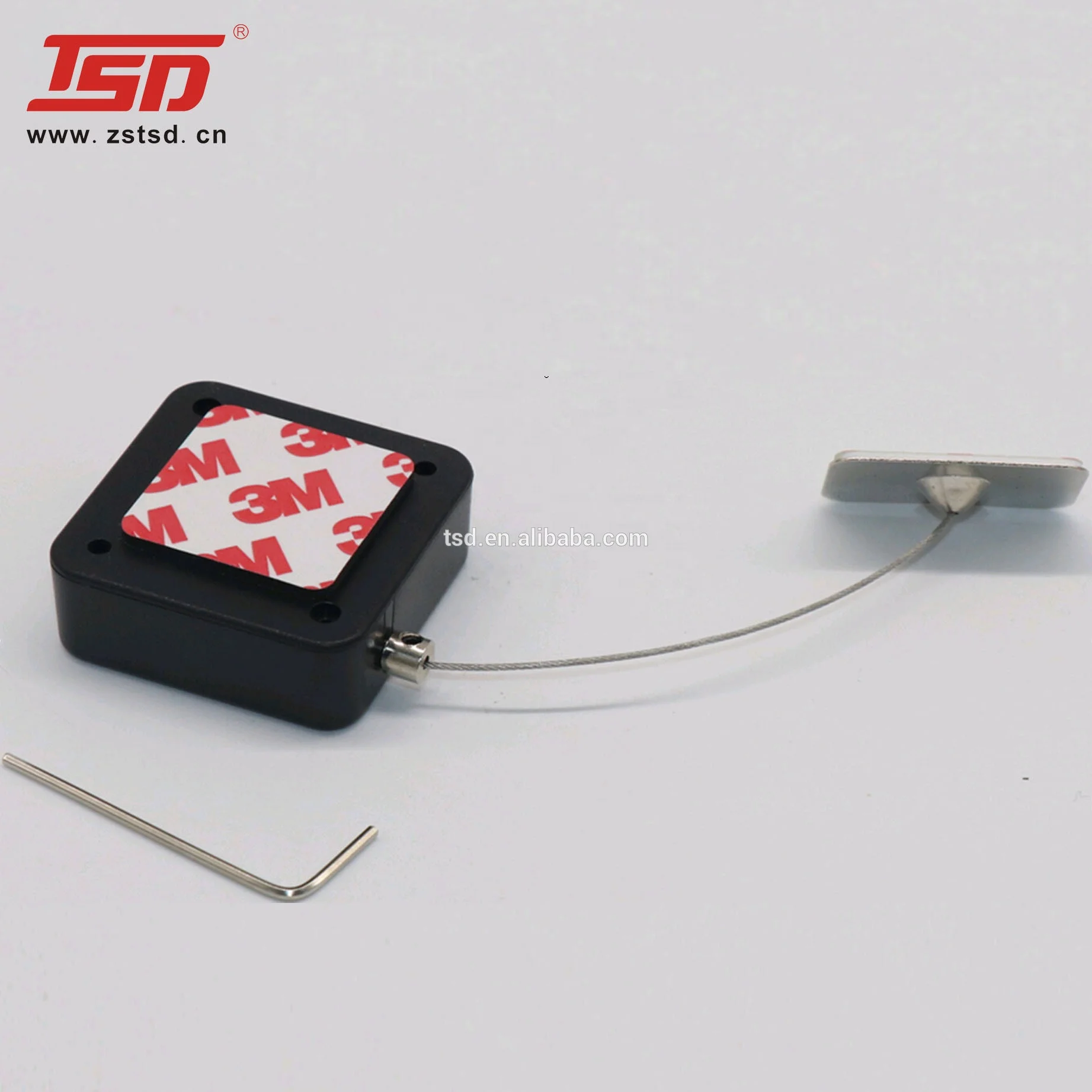 Round Anti Theft Security Tether Steel Cable Retractable Pull Reel Box with  Lasso