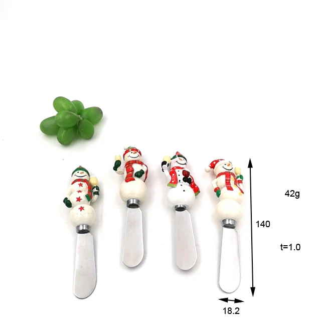 Color Box Packing Christmas Snowman 4 Pieces Cheese Knife Butter Knife Set Eco-Friendly