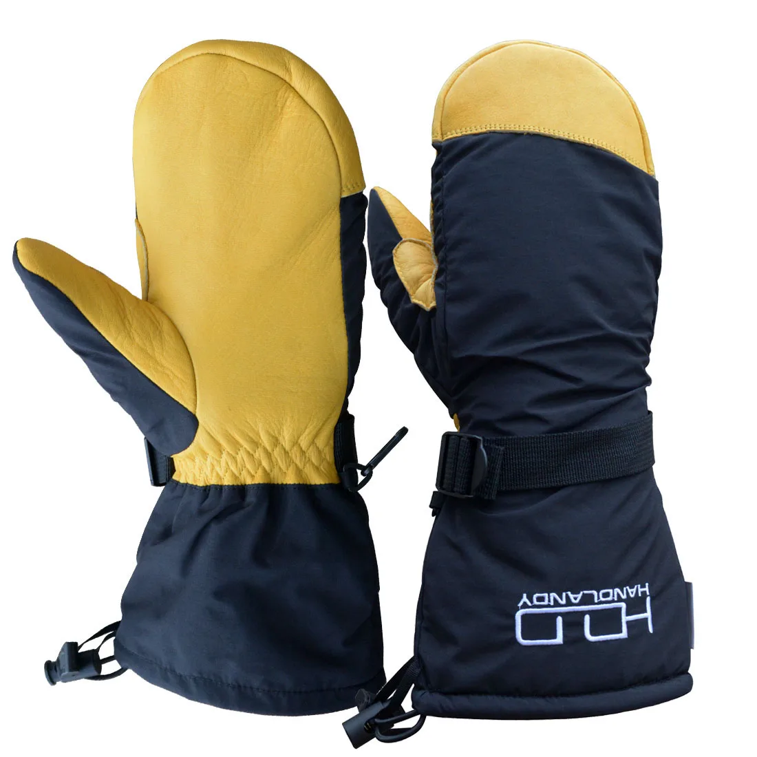 PRI gauntlet water resistant windproof cowhide leather winter thermal warm snow ski gloves