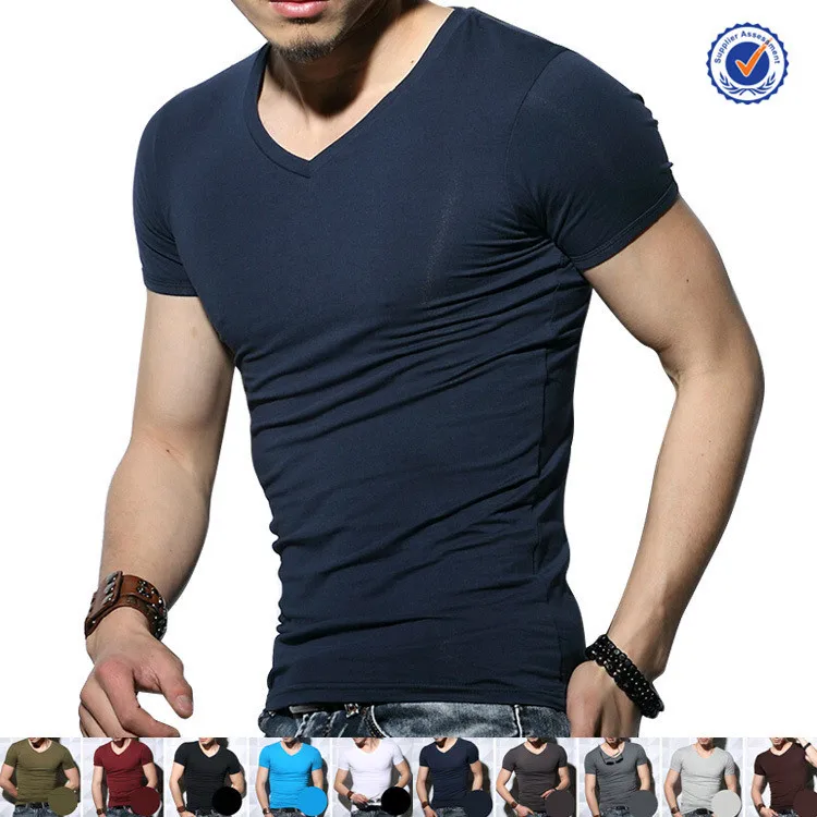 Source Wholesale slim fit t shirt men in plain v neck slim fit t shirt for men on m.alibaba.com