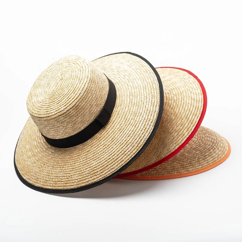 flat crown straw hat