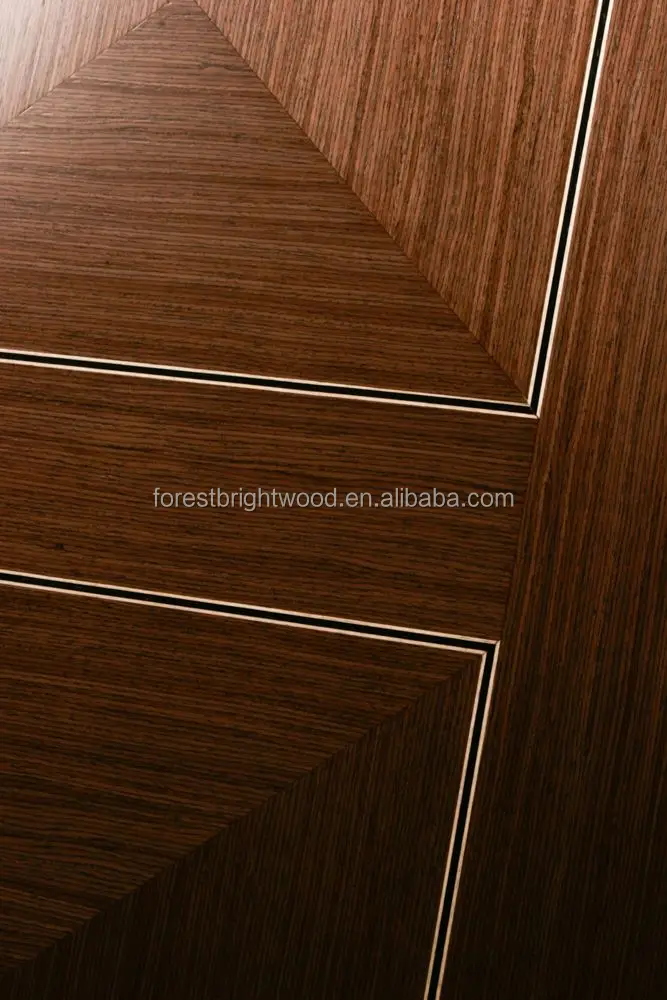 Modern Ebony Walnut Flush MDF Doors for Interiors Waterproof Wooden Internal Doors for Living Room Bedroom Villa Apartment