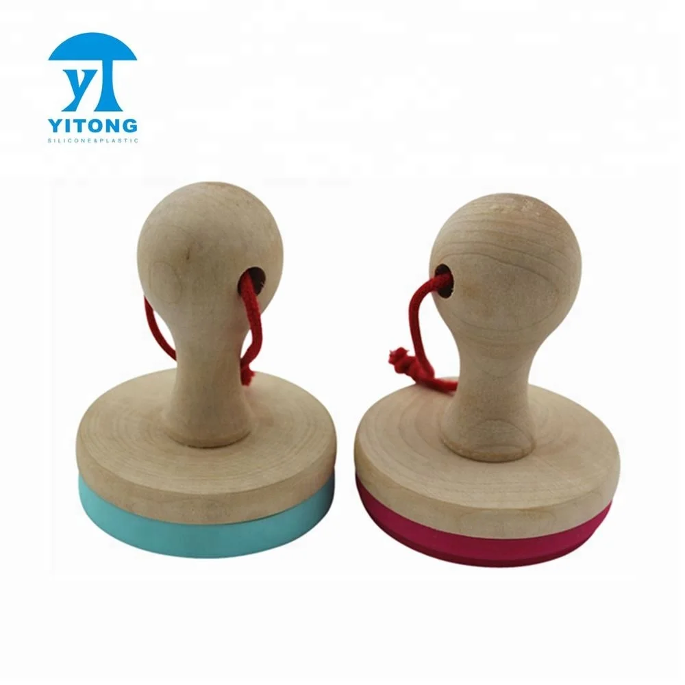 Custom Silicone Cookie Stamp With Wooden Handle Durable Heat Resistant Handmade Biscuit Baking Tool