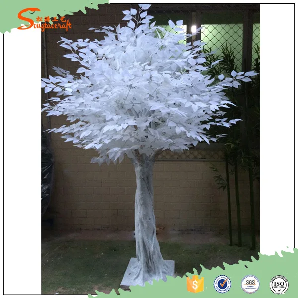 St 8フィートの高さの人工プラスチックの白い葉の結婚式の装飾のためのガジュマル イチジクの木 Buy 木屋内結婚式の装飾 庭の装飾プラスチック木 装飾人工木製ツリー Product On Alibaba Com