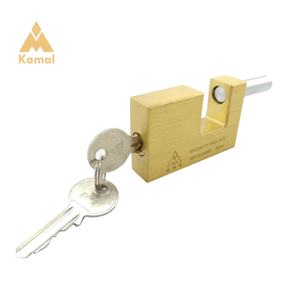 65MM Hardened Brass Rectangular Padlock Pad Locks Solid Heavy Duty Door Lock for Industry Warehouse Gates Storage Sheds Trailer