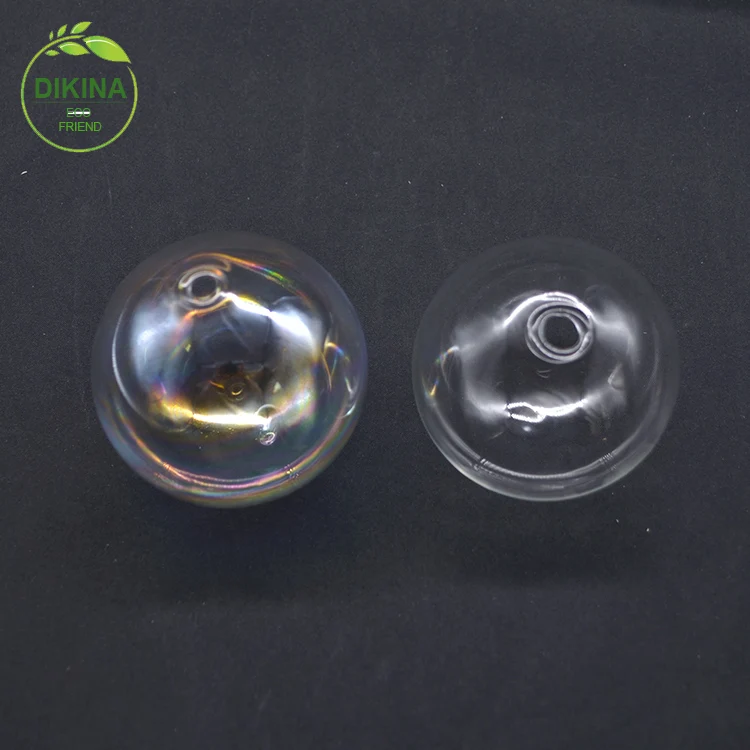Minimal Modern Bubble Earrings Drop Accessory, Little Hand Blown Round Empty Beads, Decorative clear Glass Sphere Hollow 5 Inch
