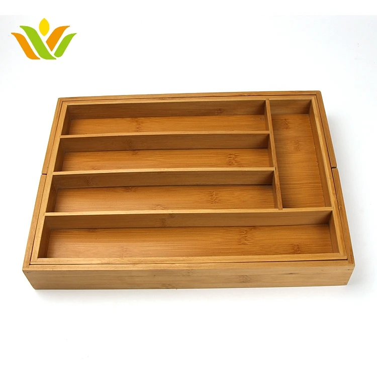Кухонный бамбуковый ящик-органайзер поднос для столовых