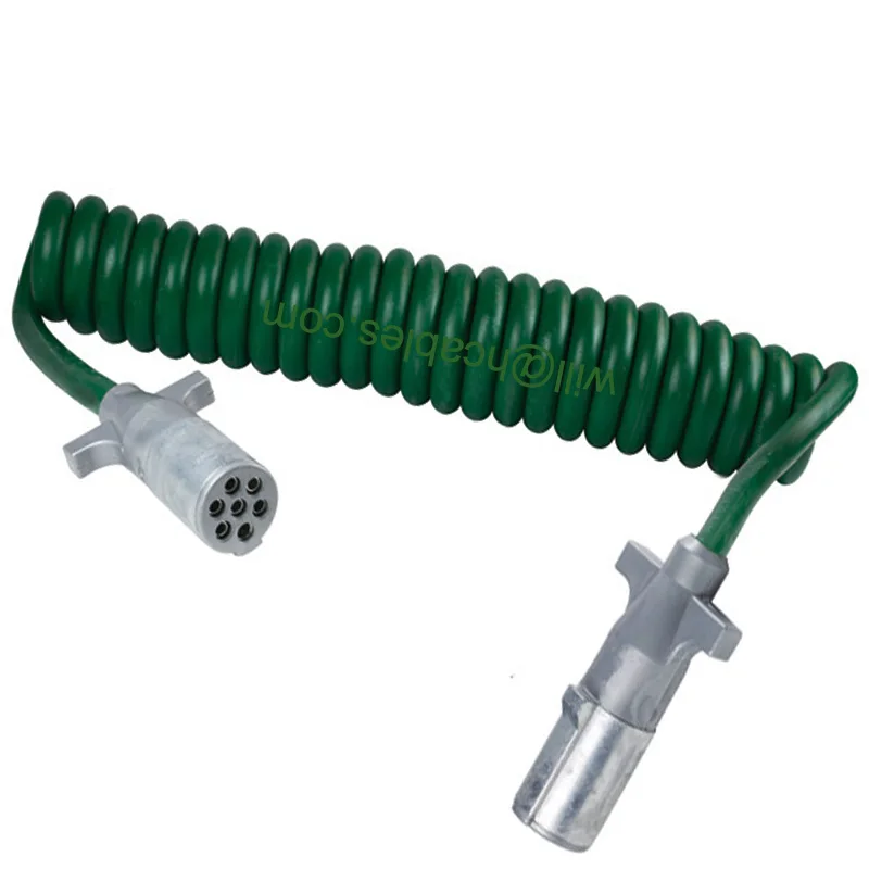 Зеленый цвет Американский 7 способ спиральный кабель прицепа 1/8AWG-2/10AWG-4/12AWG для ABS