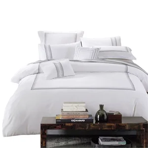 100% Cotton High Quality Turkish Bed Duvet Cover Set Nantong Factory Bedding Linen Woven Fashion Plain Solid Hotel Plain Dyed