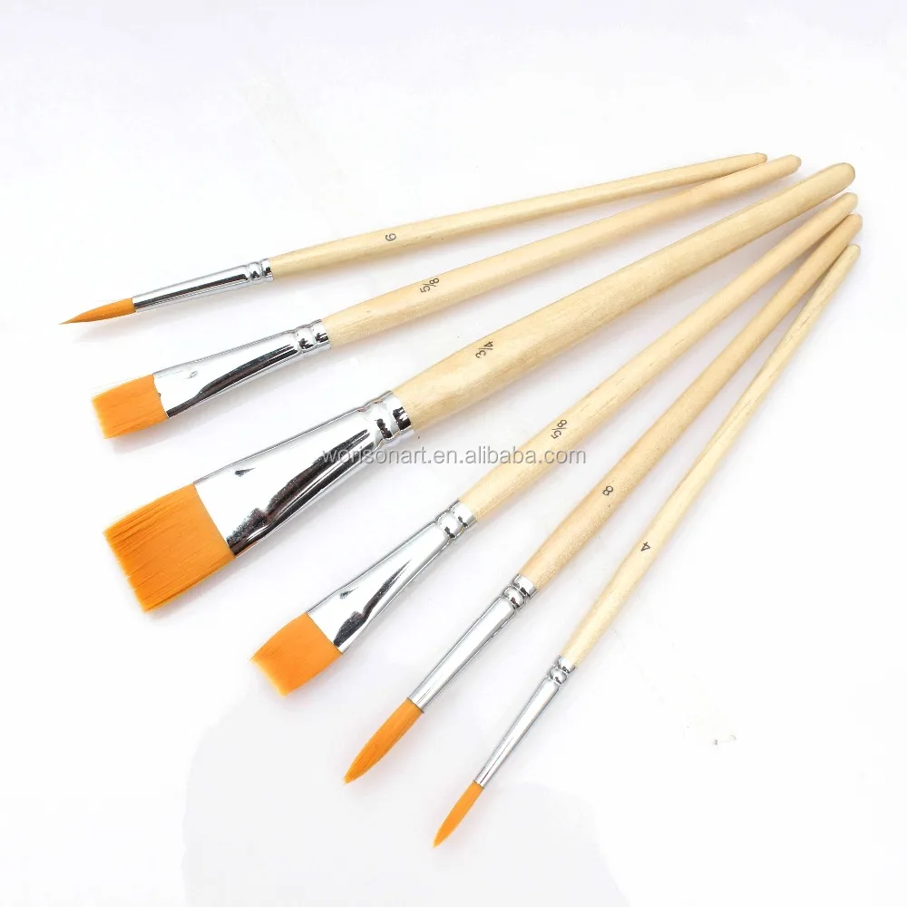 6Pcs Oil Paint Brushes Set,Nylon Hair Painting Long Handle Brushes Art Supplies for Watercolor Gouache Acrylic Painting 