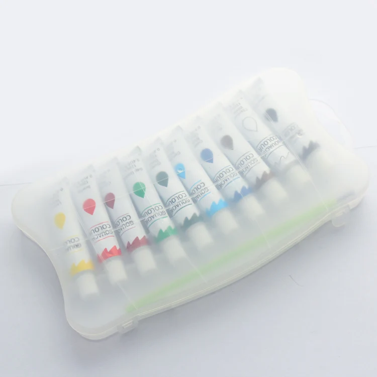 
 Горячая Распродажа уникальная форма 10 цветов гуашевая краска PP box 12 мл tempera  